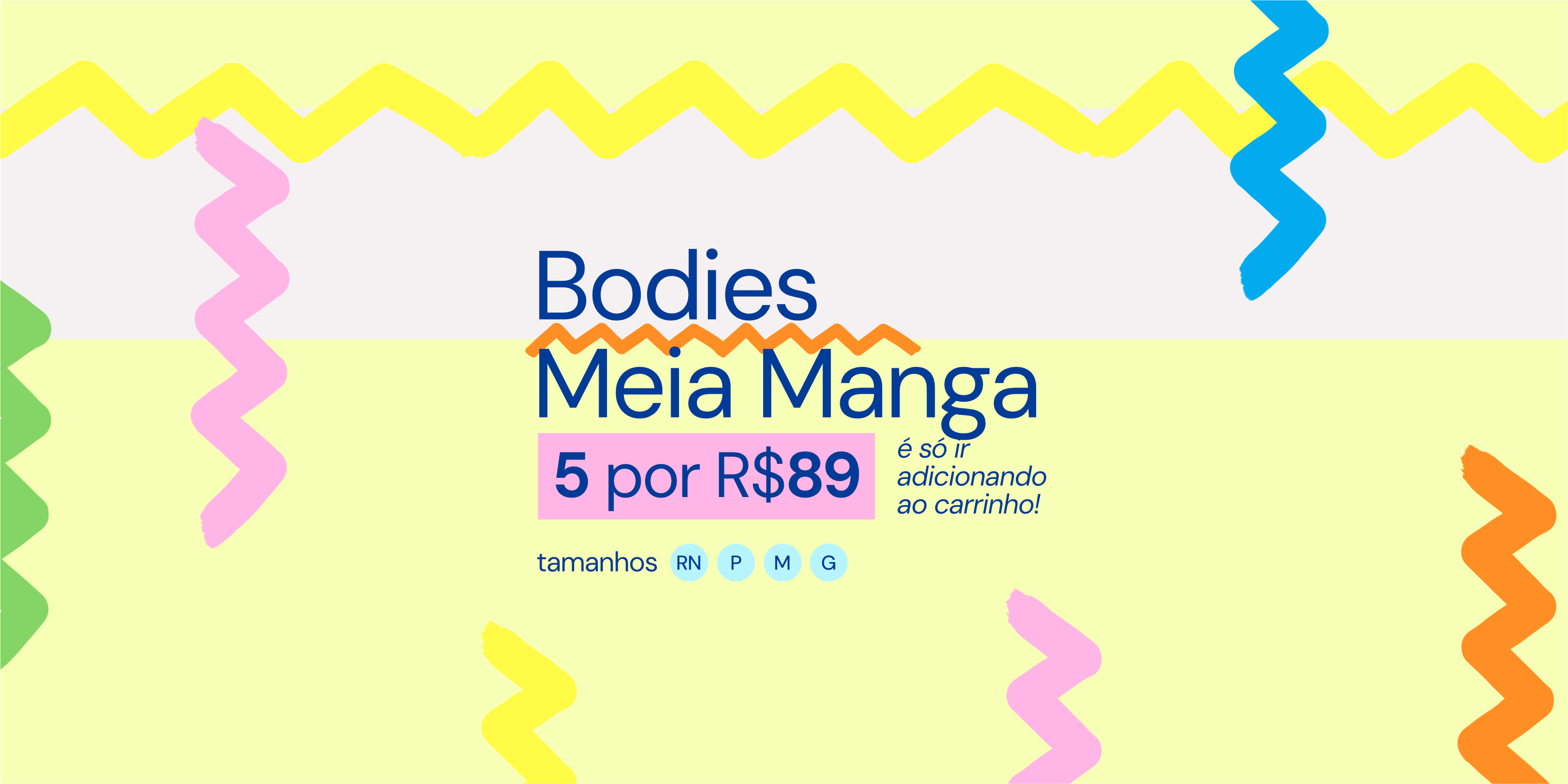 COMBO: 5 bodies meia manga por R$89