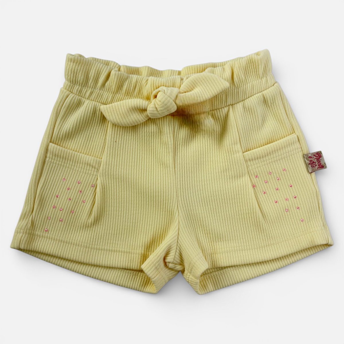 Short Feminino Infantil Brincar e Arte em Ribana Texturizada com Strass
