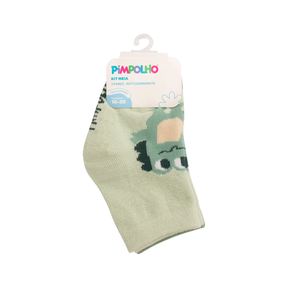 Kit Meia Infantil Masculina Colorida Pimpolho Antiderrapante c/ 3 Pares