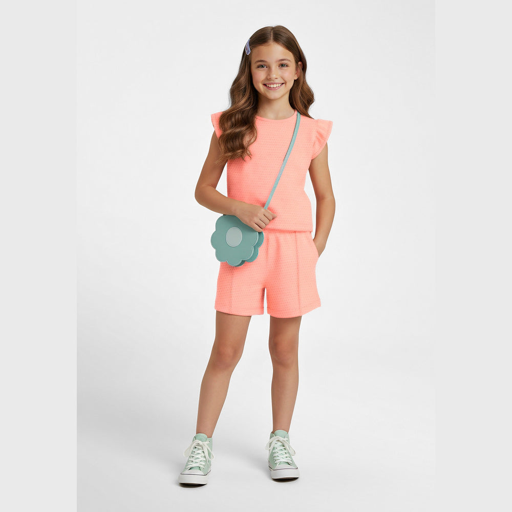 Conjunto Infantil Feminino Alakazoo Blusa e Short Texturizado Casual