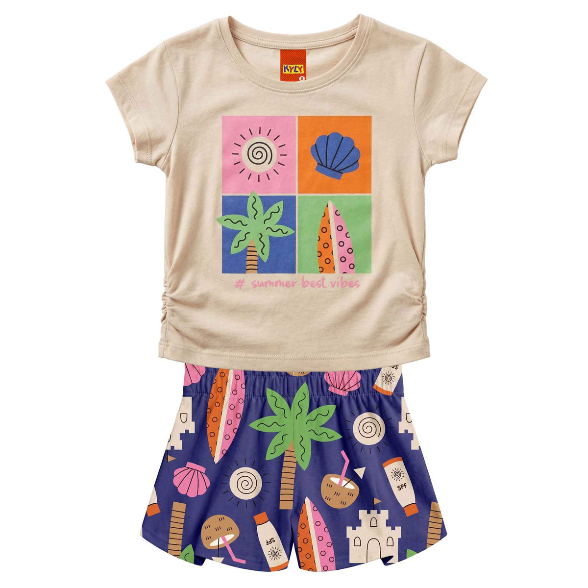 Conjunto Infantil Feminino Camiseta e Short Kyly Summer Best