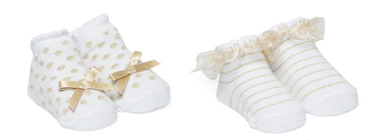 Kit 2 Pares de Meia Bebê Pimpolho Festinha com Laço RN Feminina