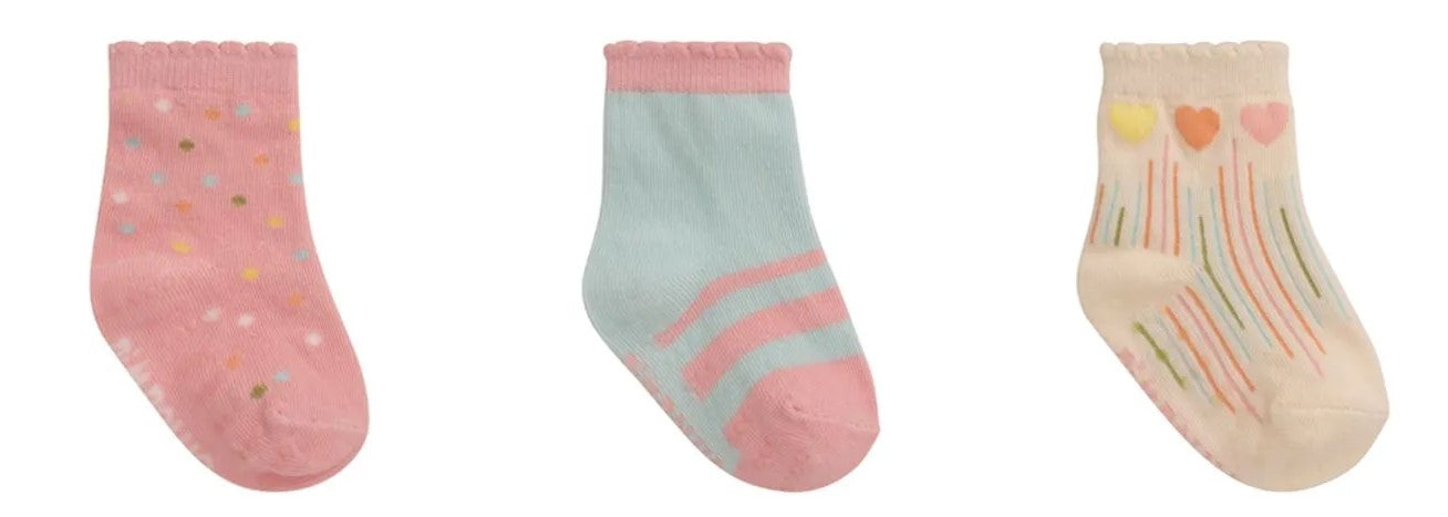 Kit Meia Infantil Feminina Pimpolho 16 ao 20 Antiderrapante Com 3 Pares