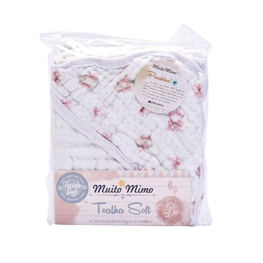Toalha de Banho Infantil Soft com Capuz Muito Mimo 80x80cm