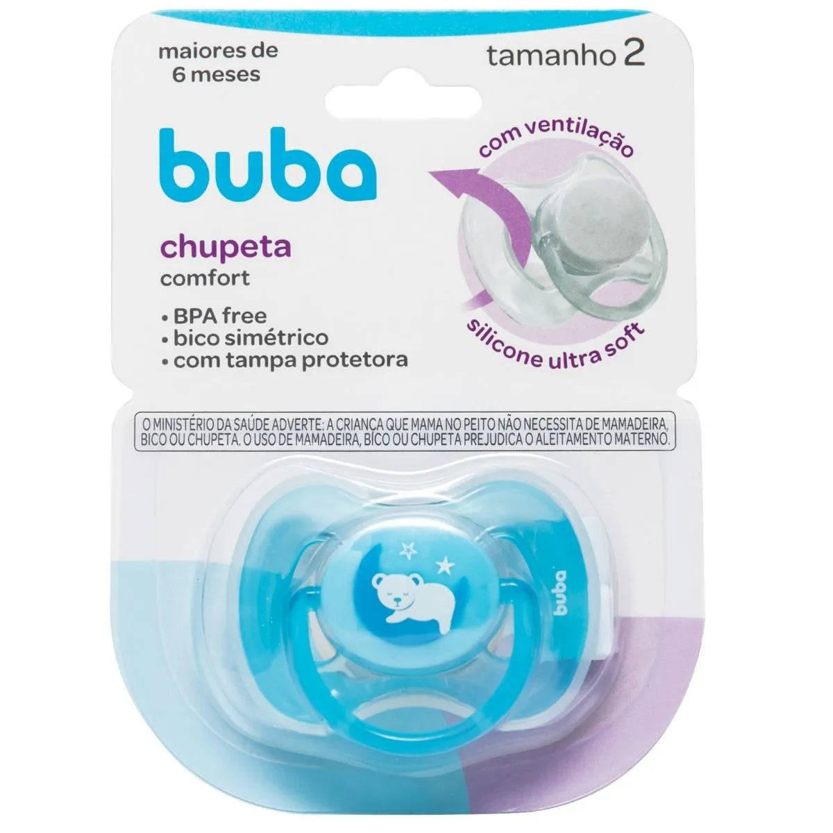 Chupeta Buba Comfort Ursinho Silicone Ultra Soft (Tamanhos 1 e 2)