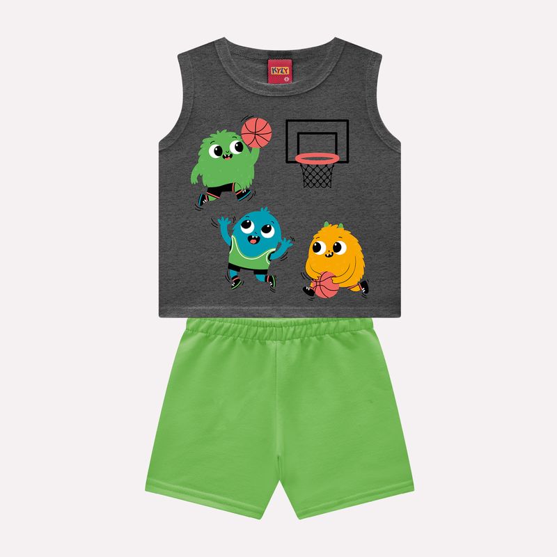 Conjunto Infantil Masculino Kyly Monstrinhos no Basquete