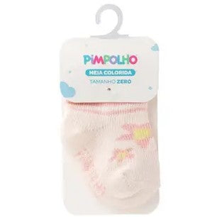Meia Cano Alto Zero Feminina Pimpolho Colorida para Bebê