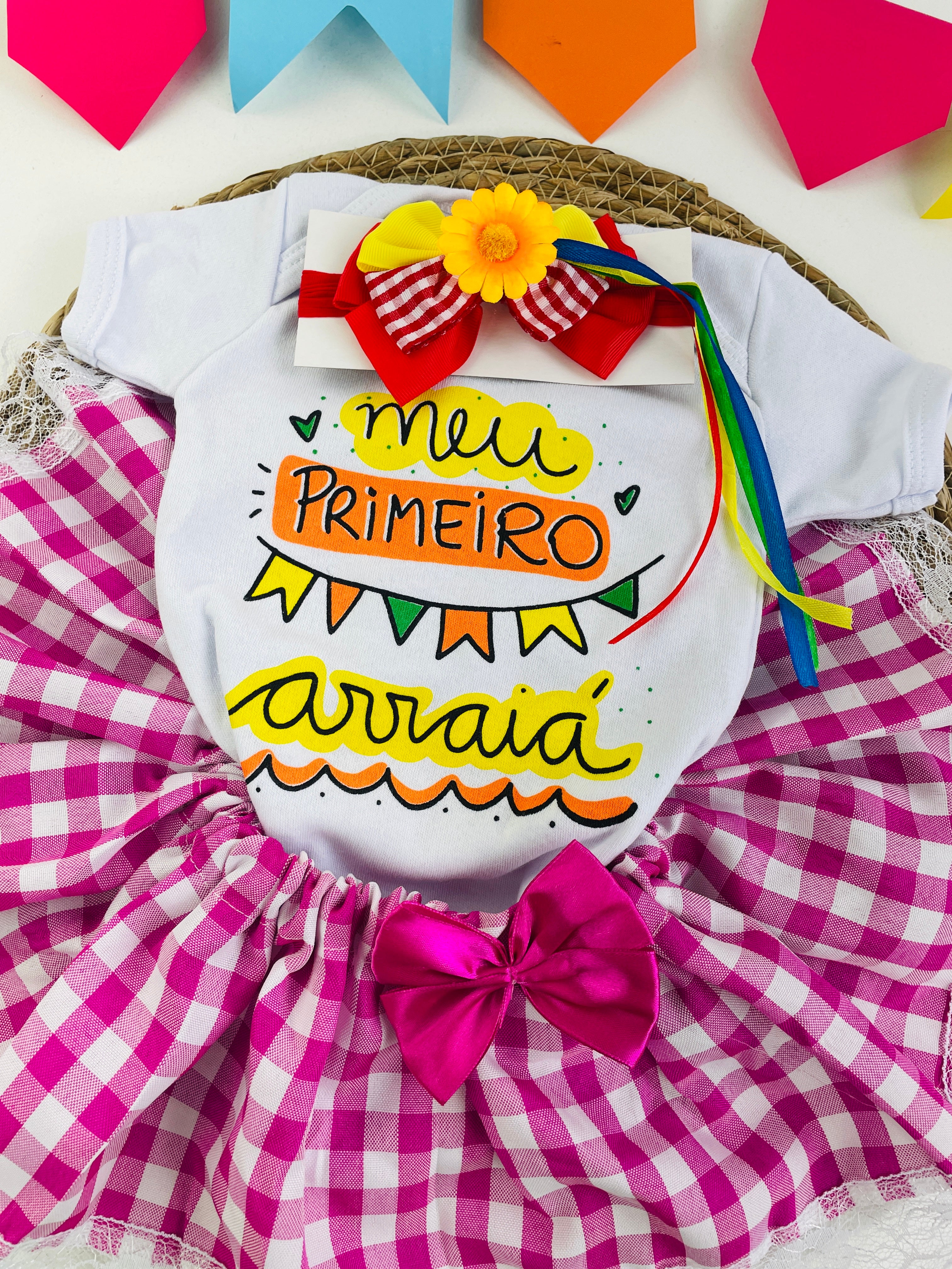 Look completo Body + Saia + Faixa de cabelo Festa Junina