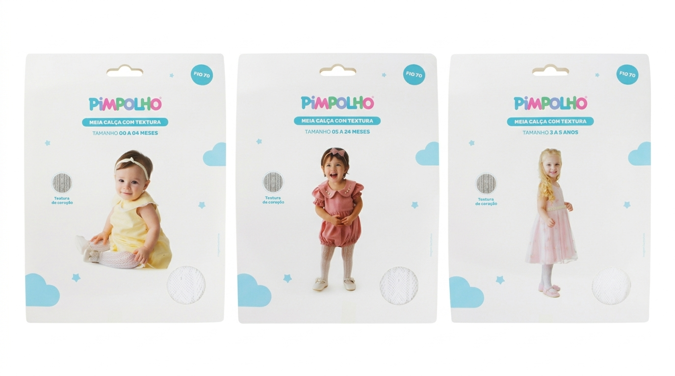 Meia-Calça Infantil Pimpolho com Textura Coração Fio 70 e Ponteira Reforçada