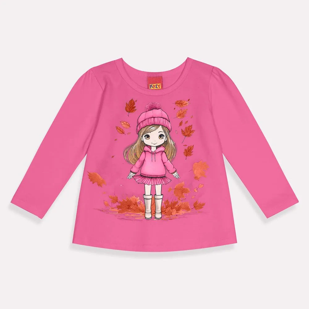 Blusa Feminina Manga Longa Kyly Menina Folhas