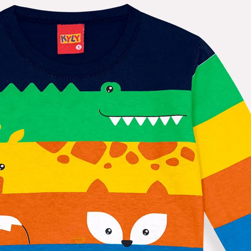 Camiseta Manga Longa Masculino Kyly Bichos