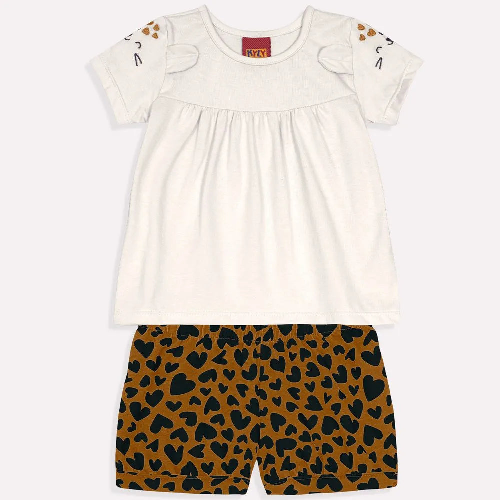 Conjunto Feminino Kyly Oncinha Corações