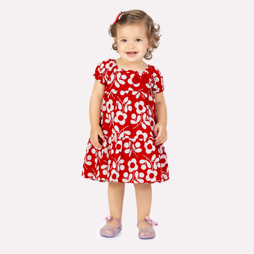 Vestido Infantil Kyly Flores e Lacinho