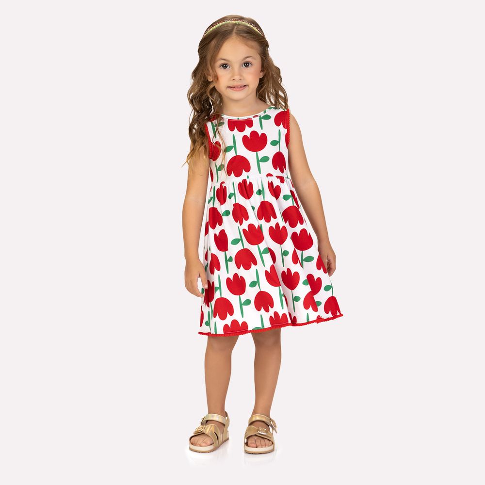 Vestido Infantil Kyly Estampado Tulipas