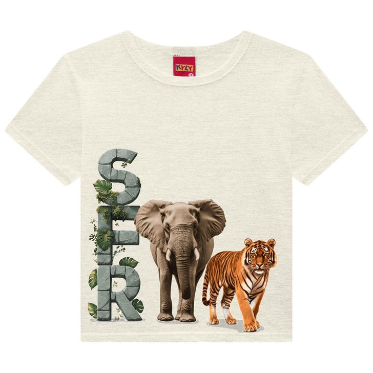 Conjunto Infantil Kyly Safari com Camiseta e Short em Tactel