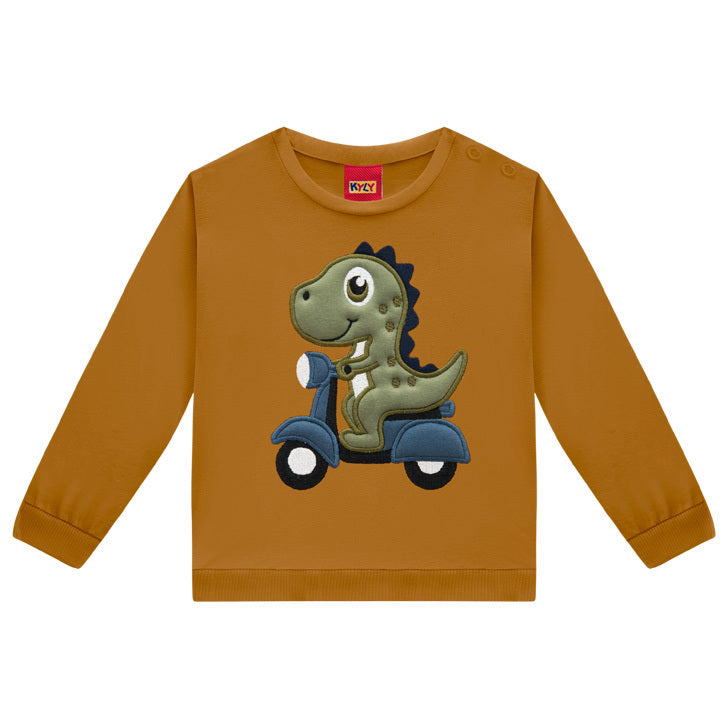 Conjunto Bebê Menino Kyly Moletom Peluciado Dinossauro na Scooter