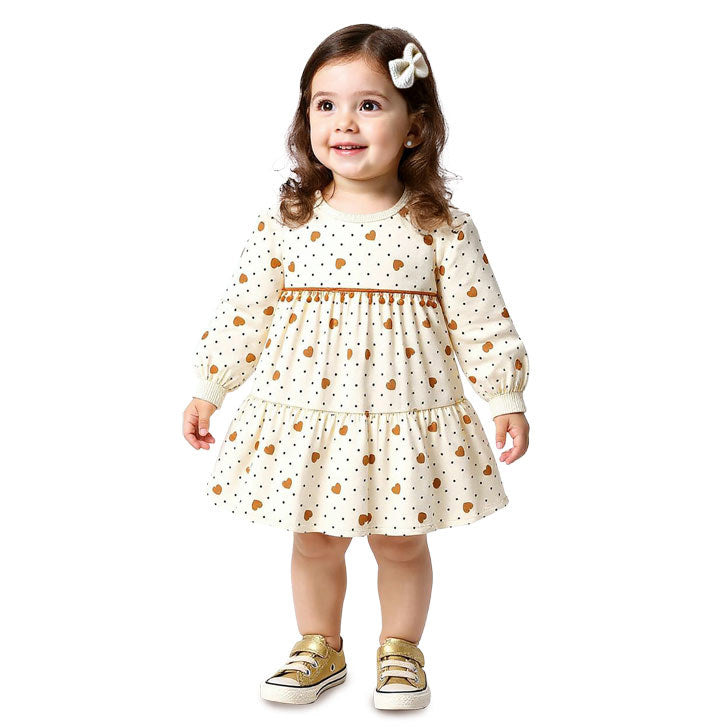 Vestido Infantil Menina Kyly Moletom Peluciado Corações e Poá