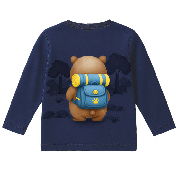 Camiseta Infantil Masculina Kyly Manga Longa em Malha Capivara Exploradora