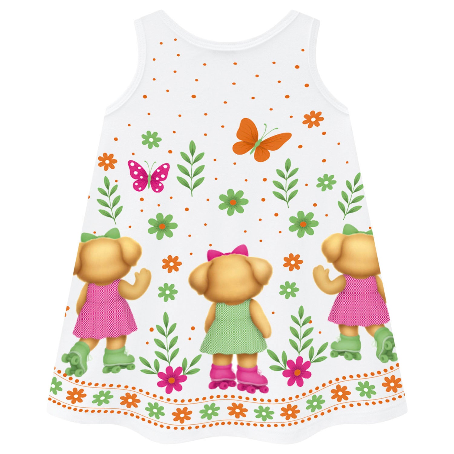 Vestido Infantil Kyly Cachorrinha de Patins Meia Malha