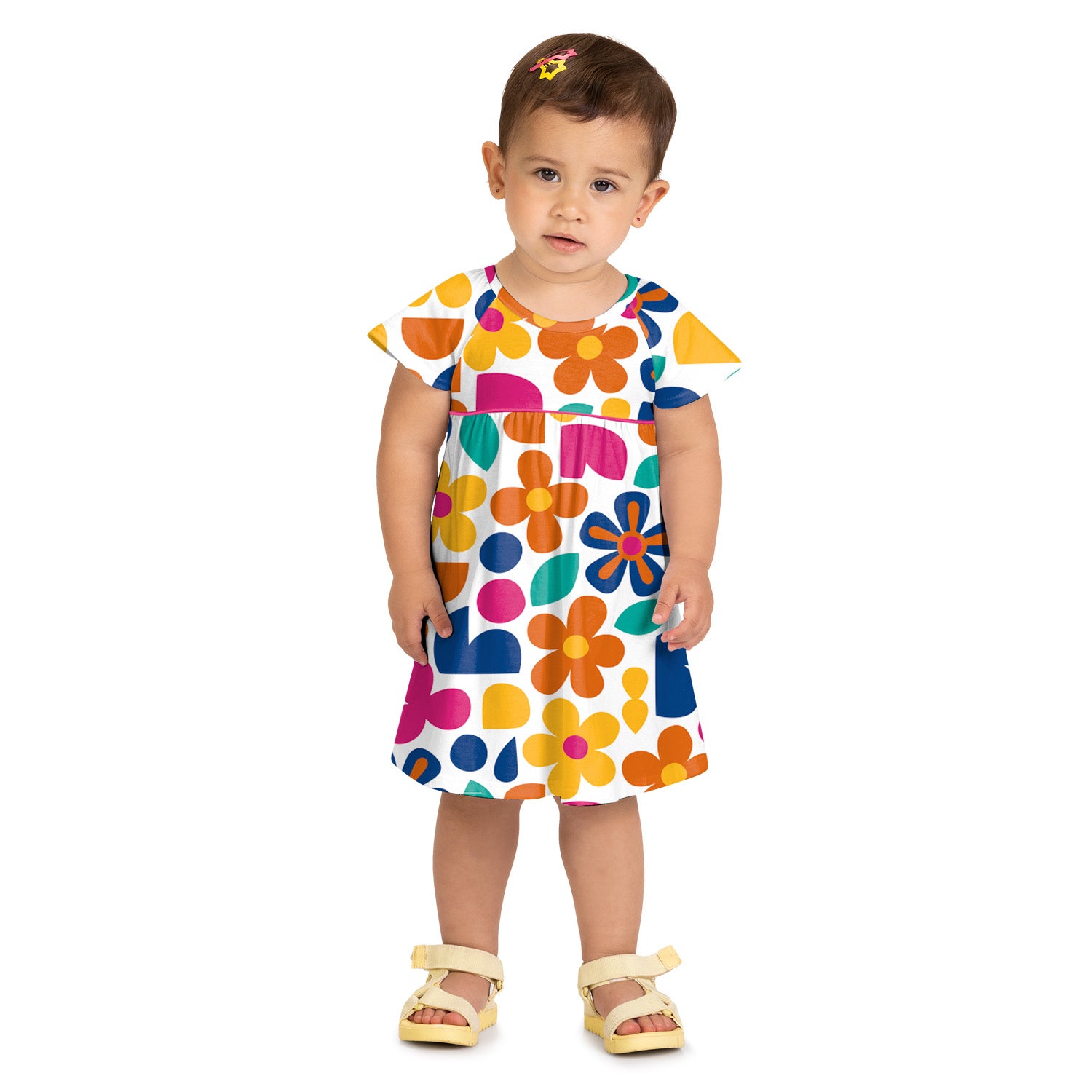 Vestido Infantil Feminino Kyly Floral Retrô Algodão