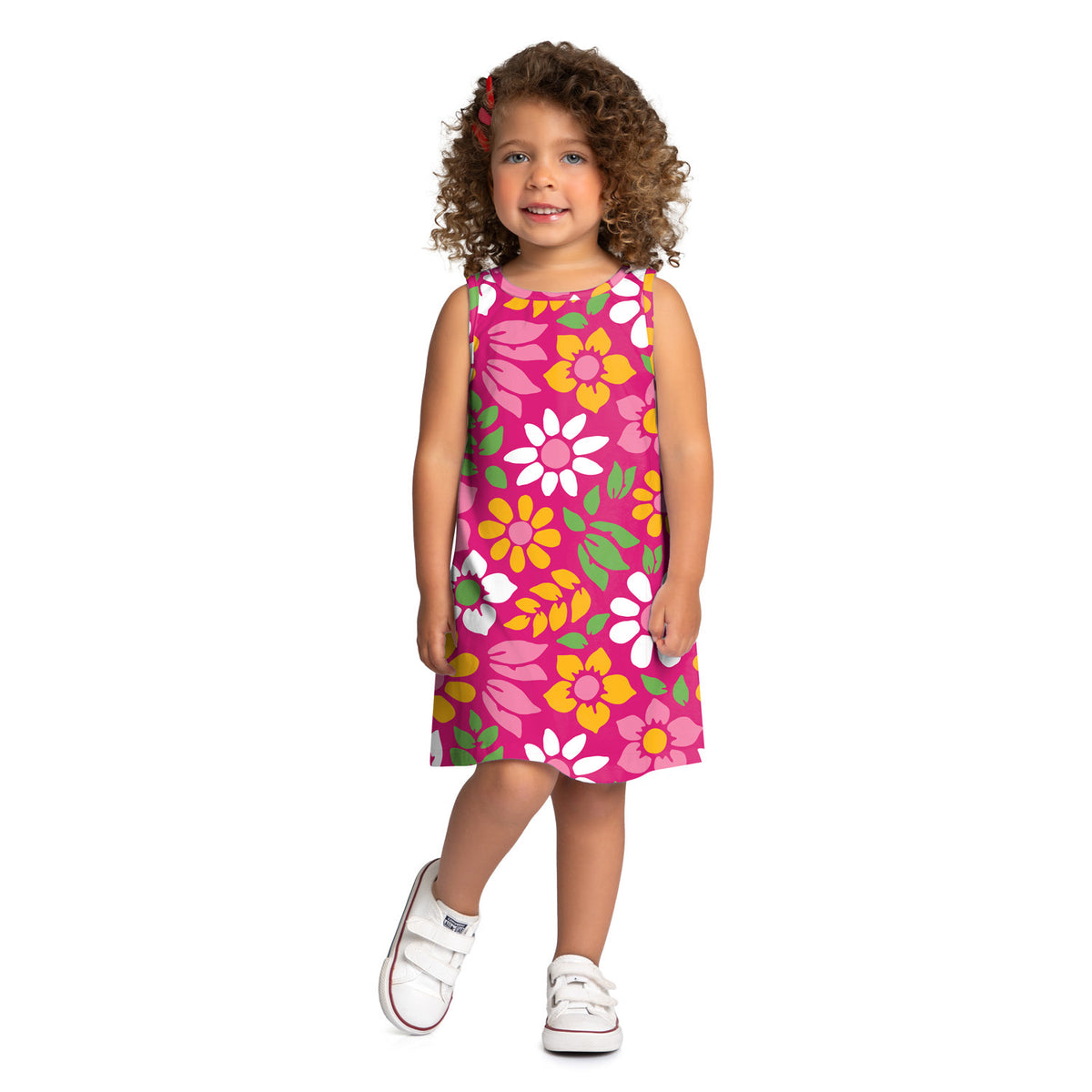 Vestido Infantil Kyly Regata Meia Malha Algodão Florido