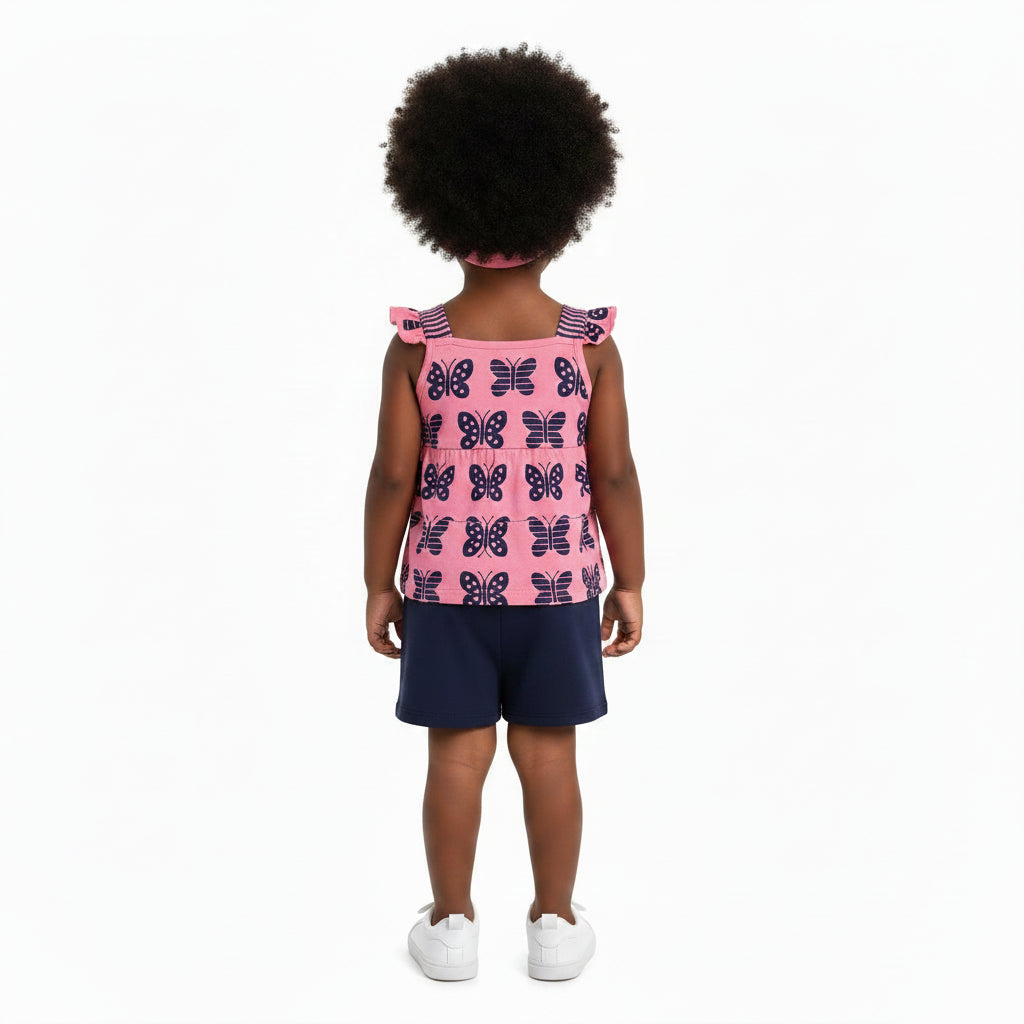 Conjunto Infantil Feminino Kyly Borboletas - Blusa com Strass + Short
