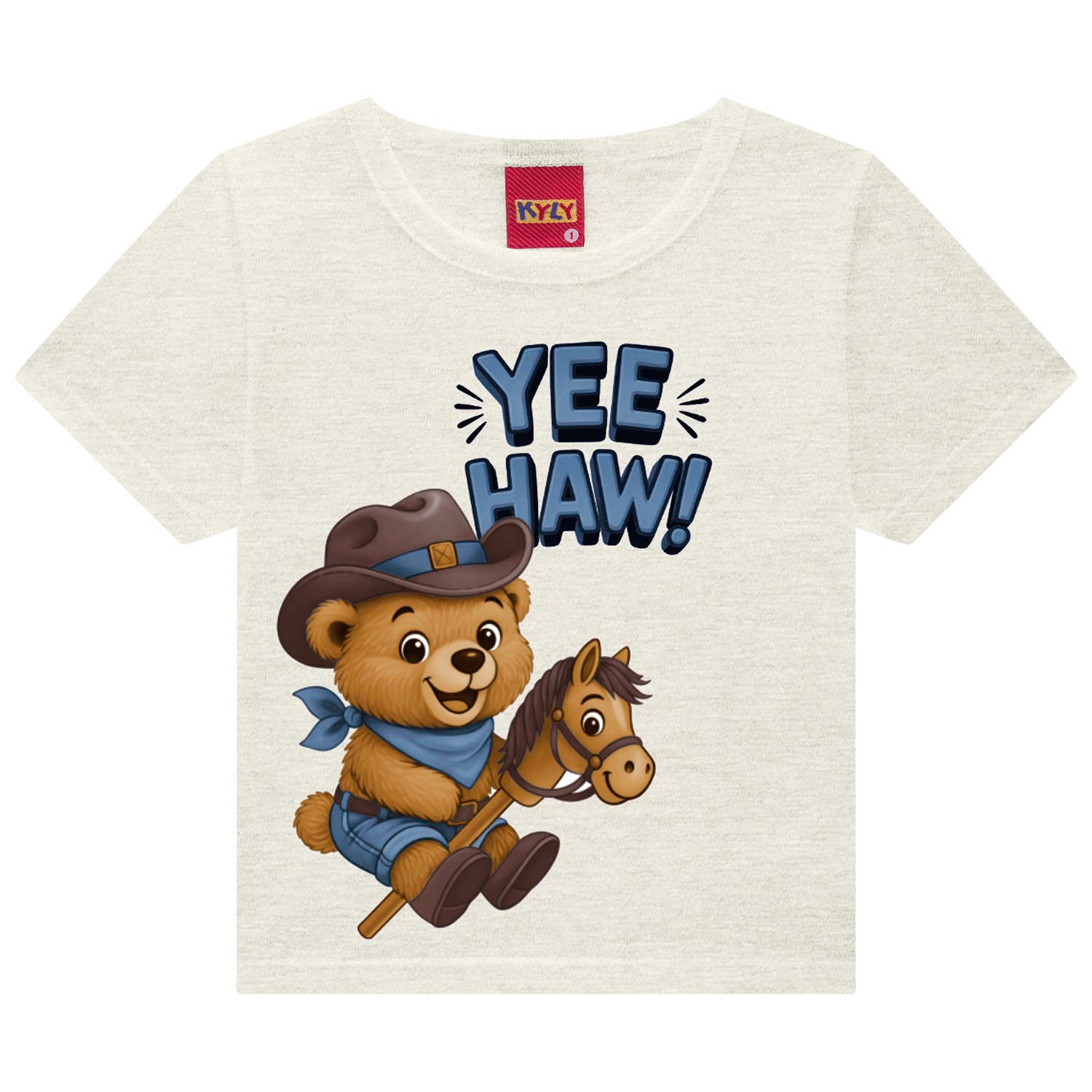 Conjunto Infantil Masculino Kyly Ursinho Yee Haw! - Camiseta + Bermuda Moletinho
