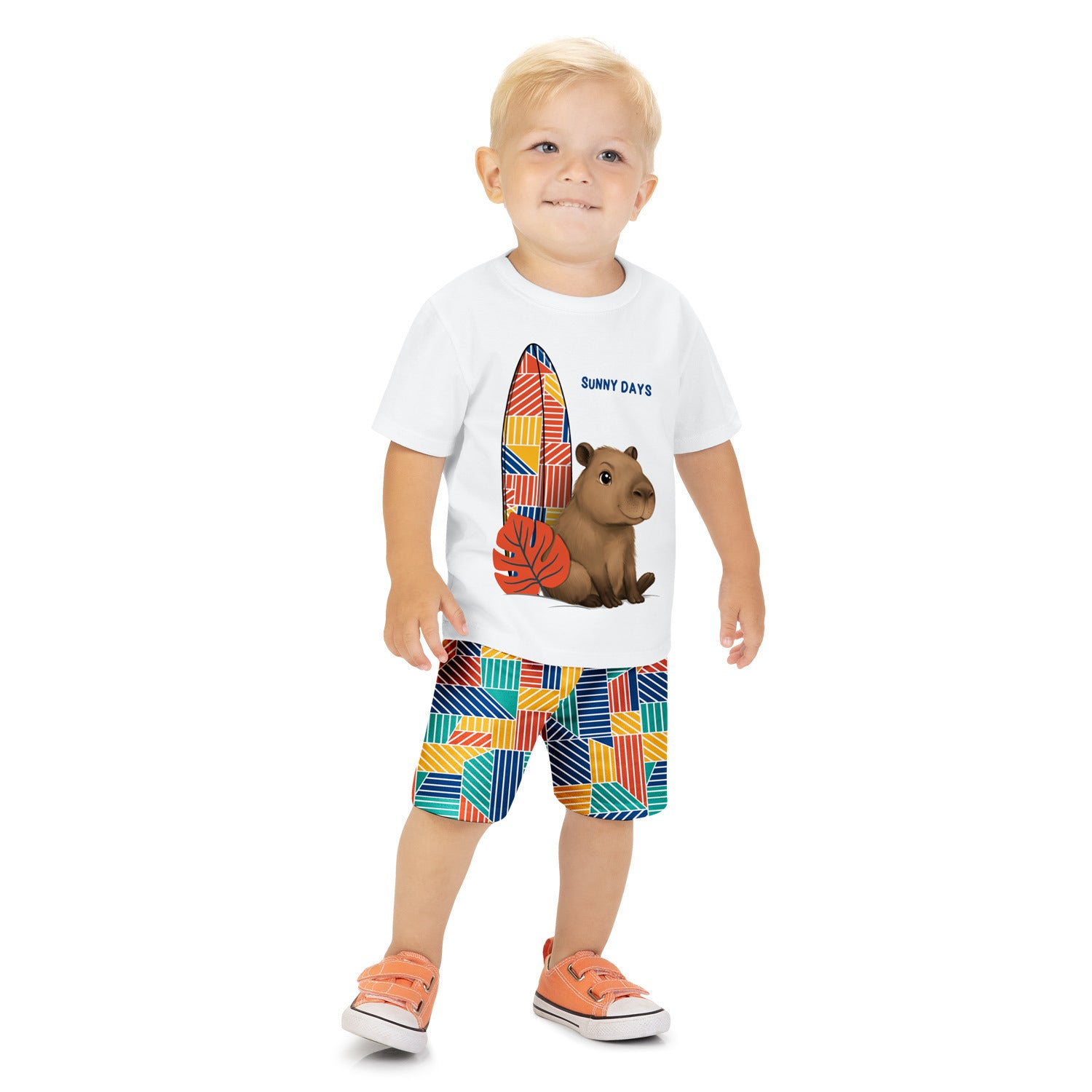 Conjunto Infantil Masculino Kyly Capivara Sunny Days Camiseta e Bermuda