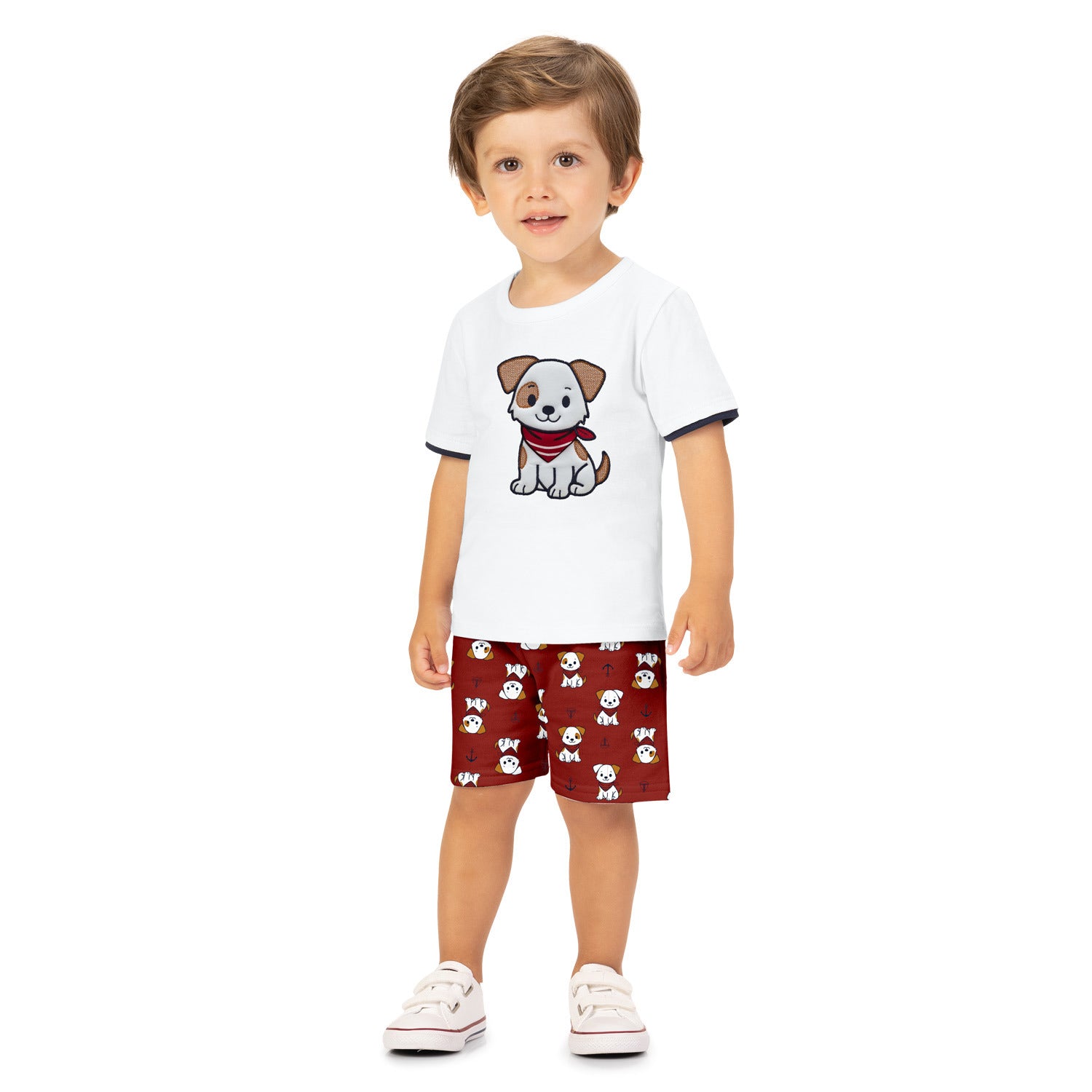 Conjunto Infantil Masculino Kyly Cachorrinho Bordado Camiseta e Bermuda