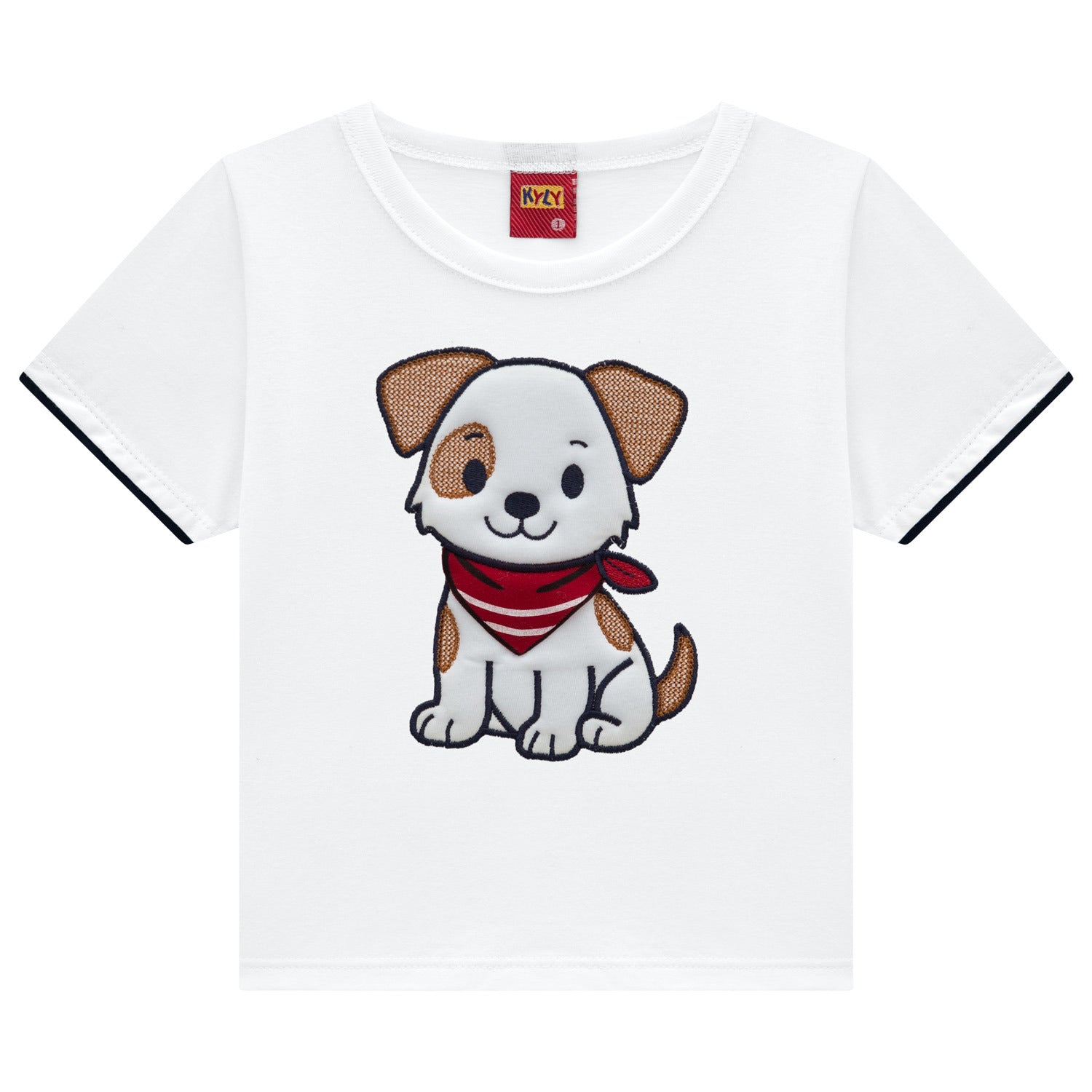 Conjunto Infantil Masculino Kyly Cachorrinho Bordado Camiseta e Bermuda