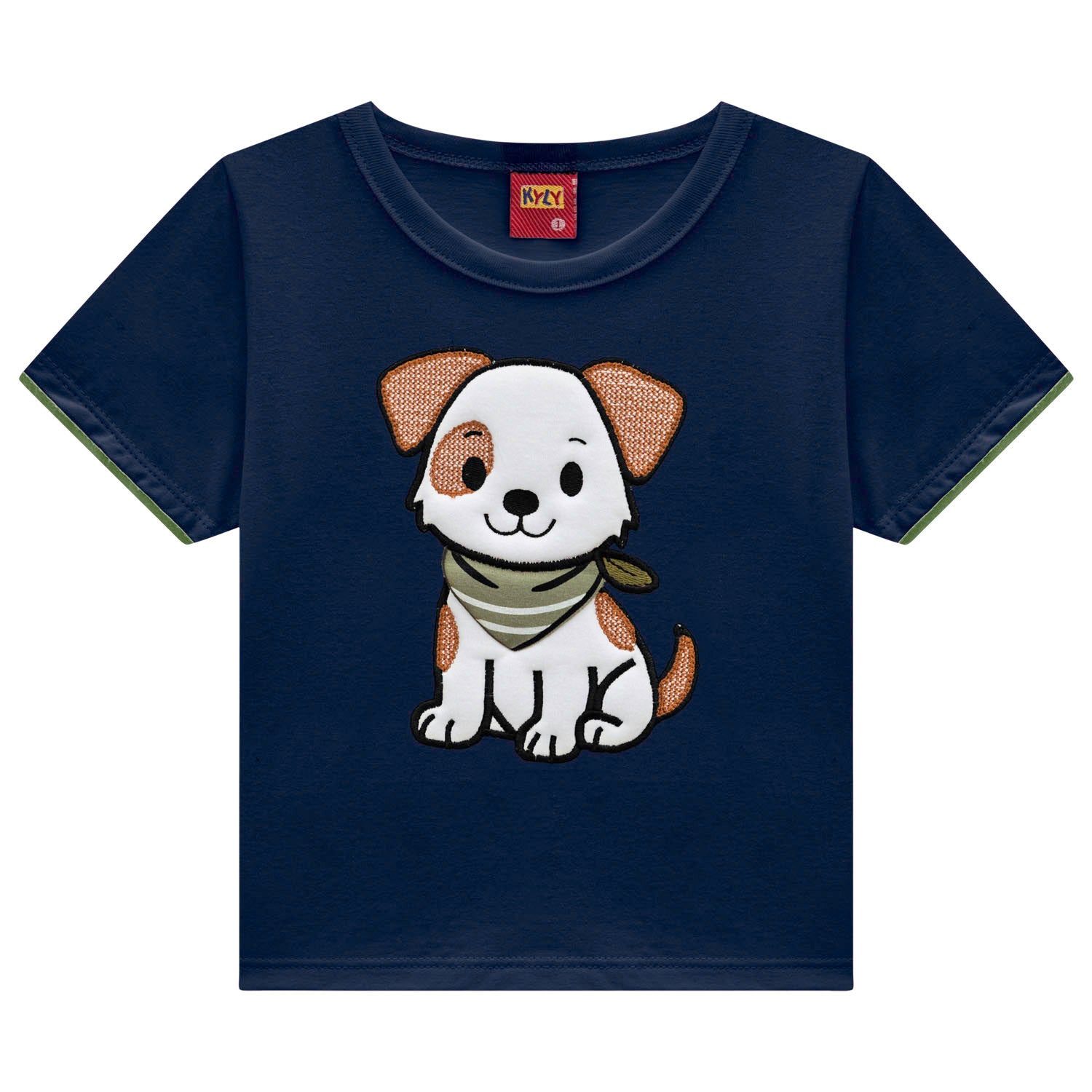 Conjunto Infantil Masculino Kyly Cachorrinho Bordado Camiseta e Bermuda