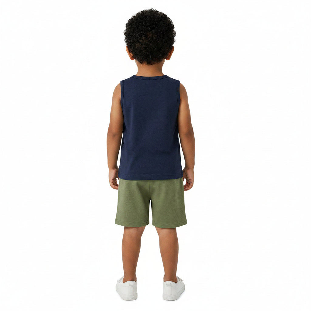 Conjunto Infantil Masculino Kyly Jacaré no Patinete Regata e Bermuda