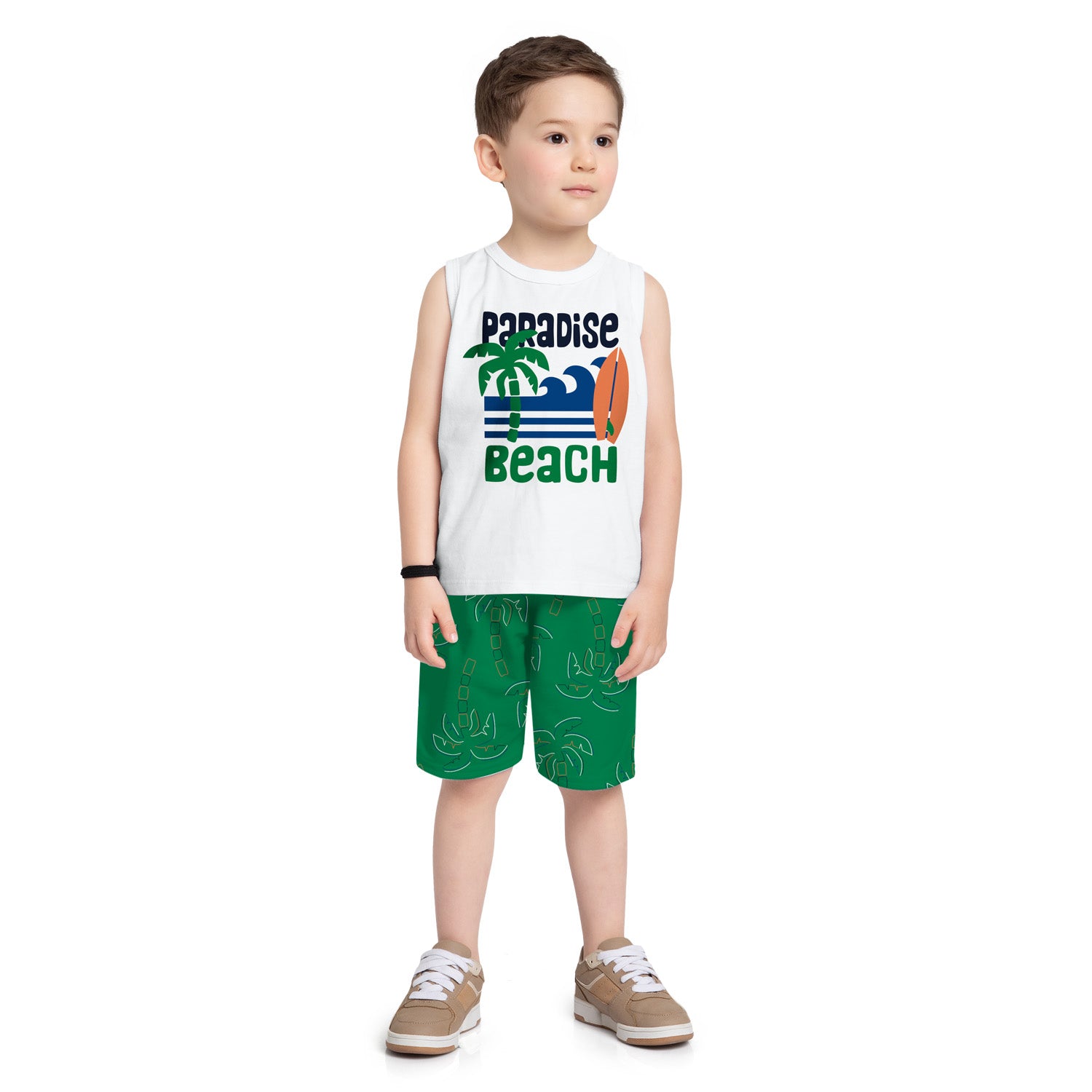 Conjunto Infantil Masculino Kyly Paradise Beach Regata e Bermuda