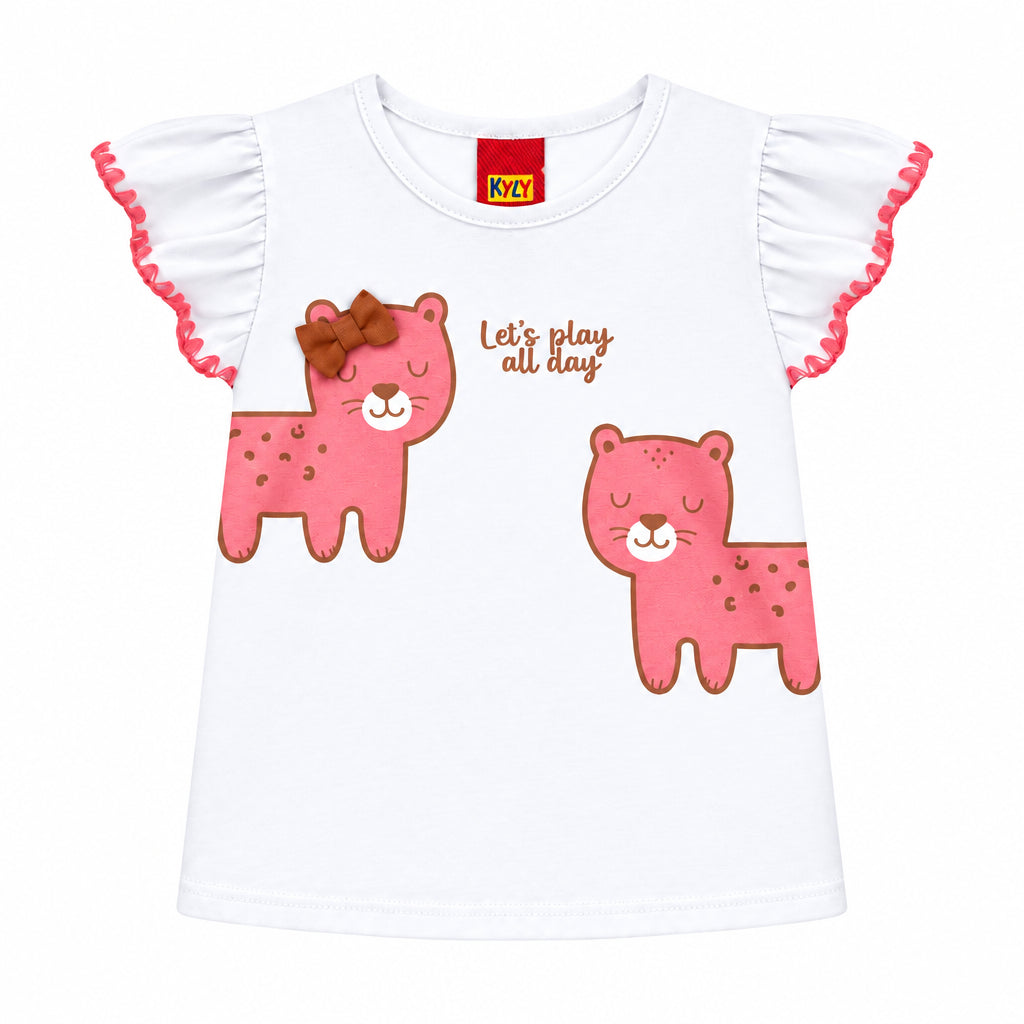 Conjunto Feminino Kyly Bebê Blusa e Short Oncinha