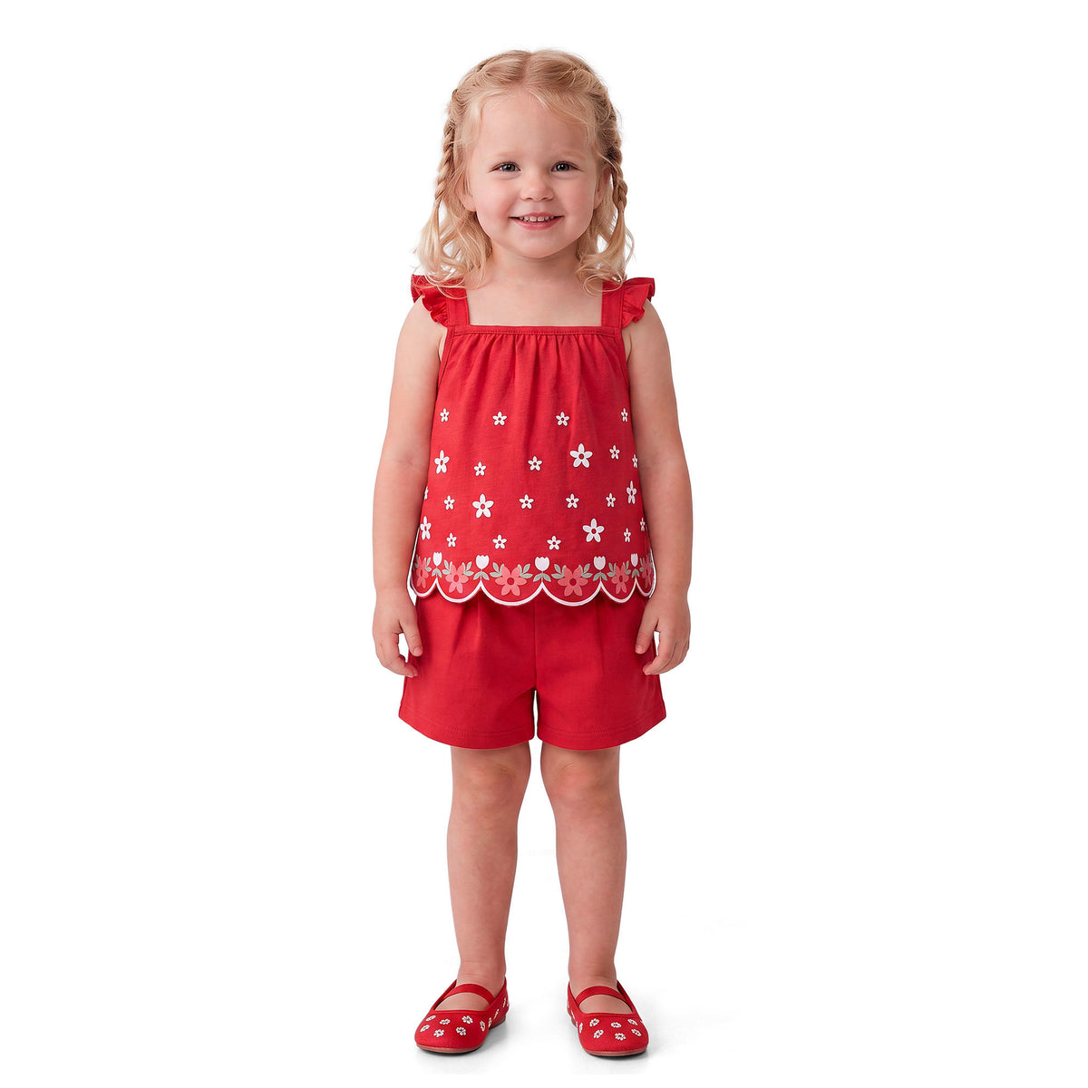 Conjunto Infantil Feminino Regata e Short Kyly Florzinhas