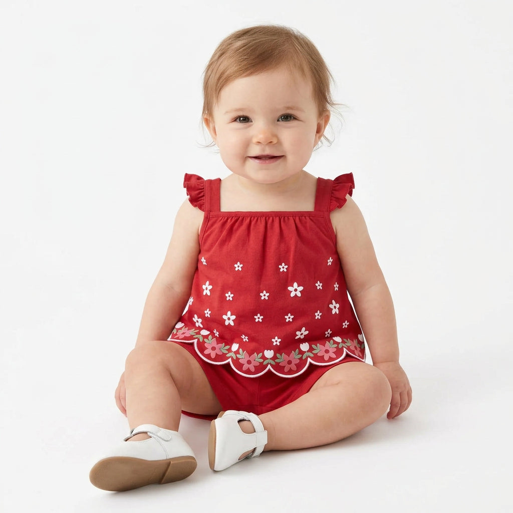 Conjunto Bebê Feminino Regata e Short Kyly Florzinhas