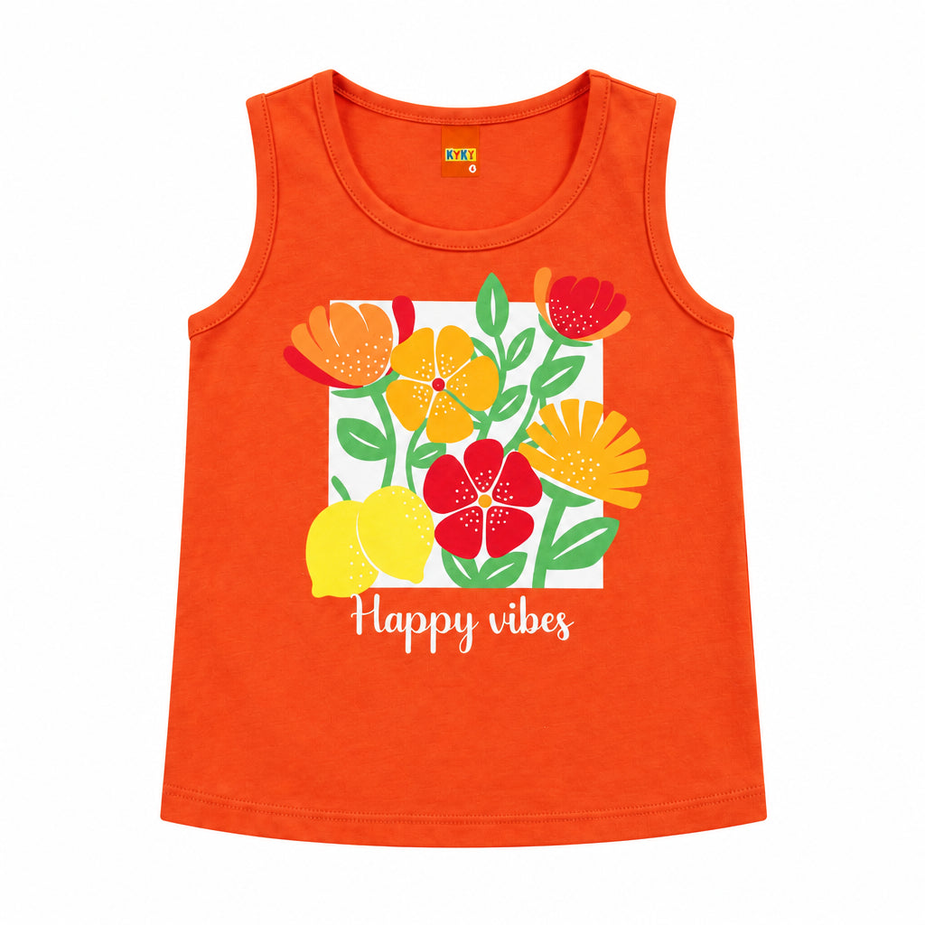 Conjunto Infantil Feminino Kyly Happy Vibes Regata e Shorts