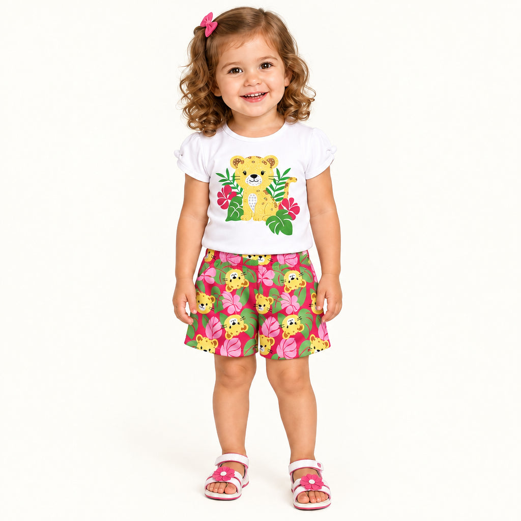 Conjunto Feminino Bebê Kyly Oncinha com Strass