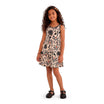 Vestido Infantil Feminino Kyly Coqueiros Meia Malha Estampado Regata com Picueta