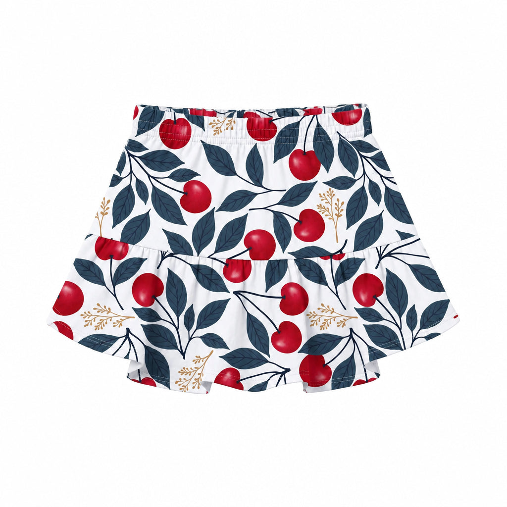 Conjunto Infantil Feminino Kyly Cereja Regata e Shorts-Saia