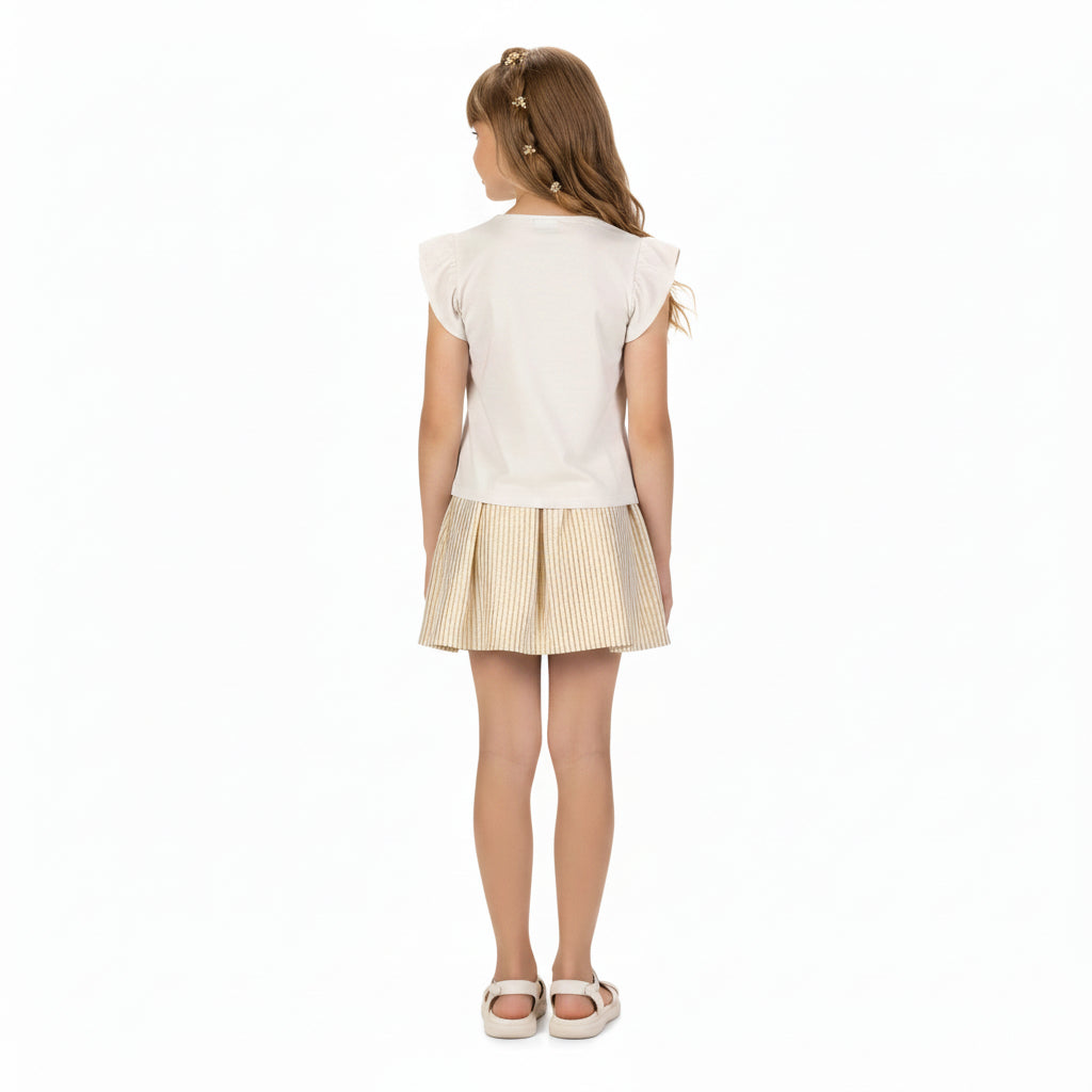 Conjunto Infantil Feminino Kyly Flowers in Heart Blusa e Short Saia