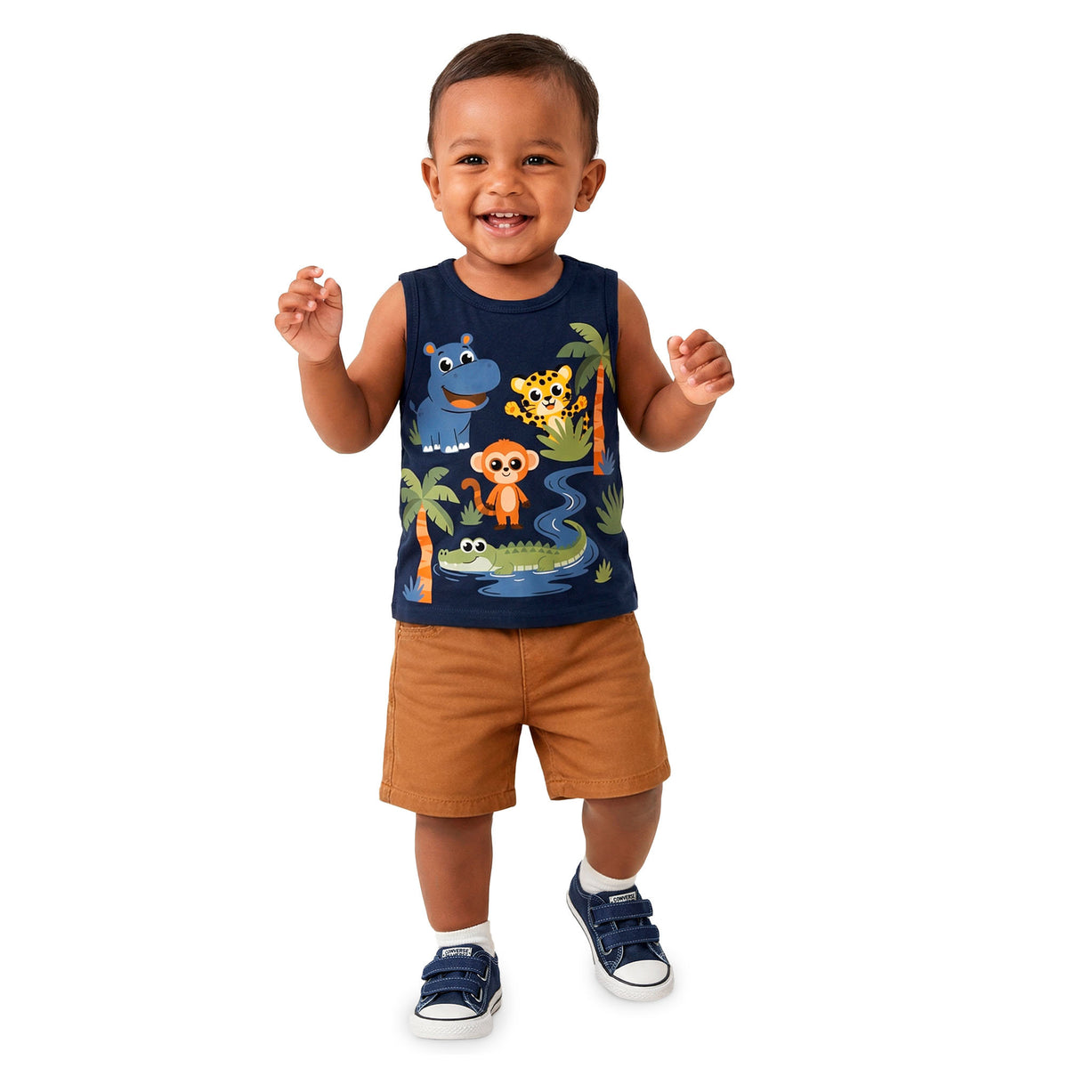 Regata Infantil Masculina Kyly Safari Animais da Selva