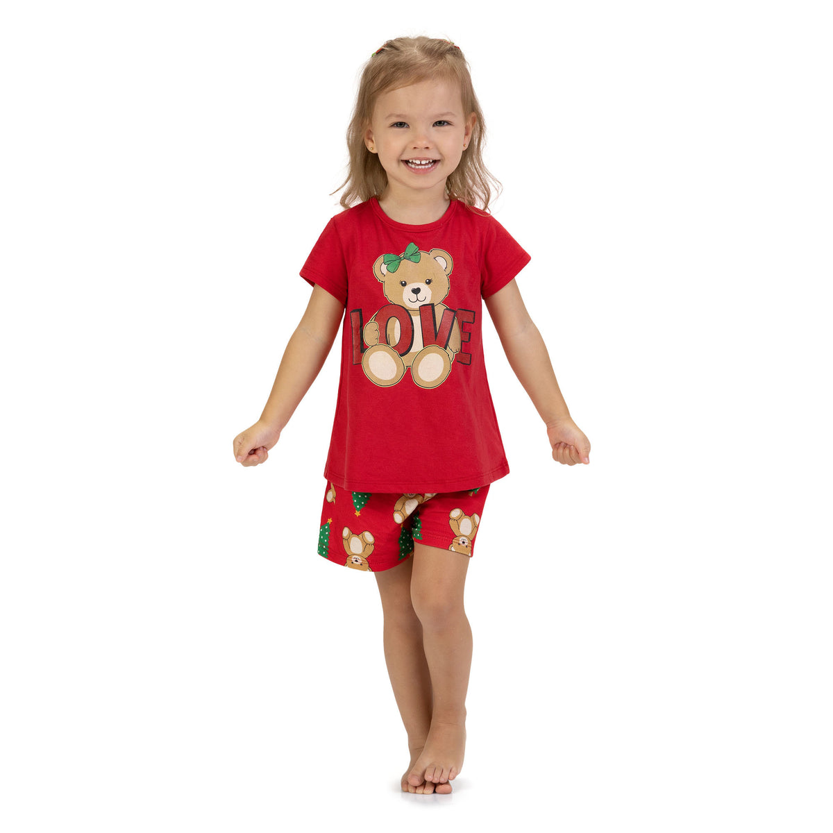 Pijama Infantil Feminino Kyly Love de Natal Brilha no Escuro