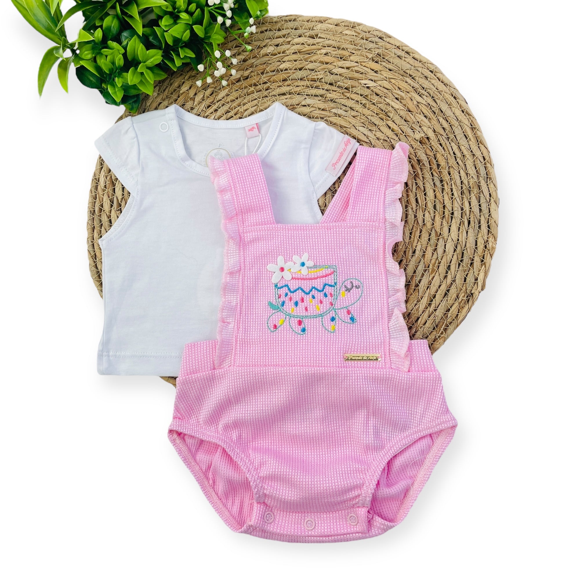 Conjunto Presente De Anjo Bebê Menina Romper Tartaruga