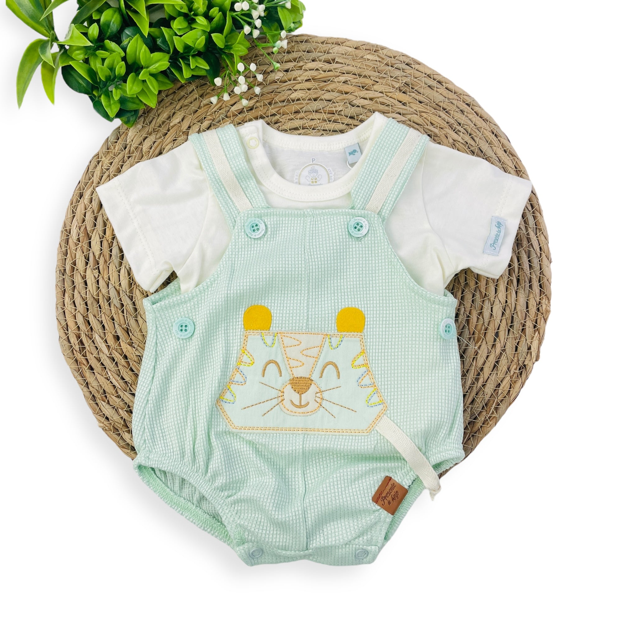 Conjunto Presente De Anjo Bebê Menino Romper Tigre