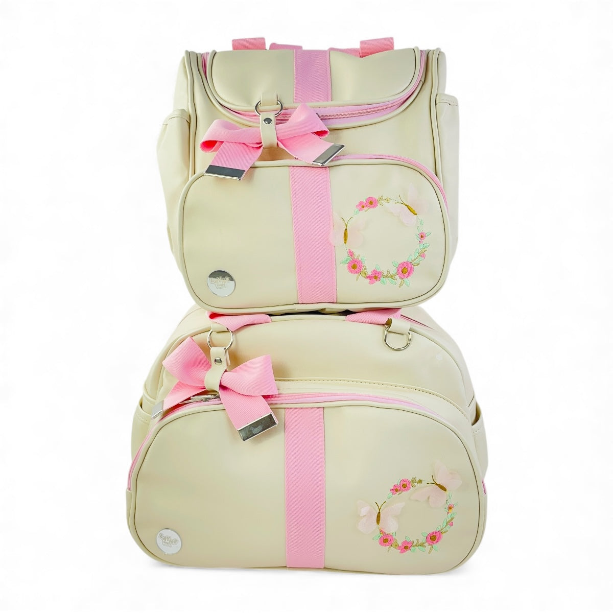 Kit Bolsa Maternidade Layne Baby Menina Flores e Borboletas 2 Peças