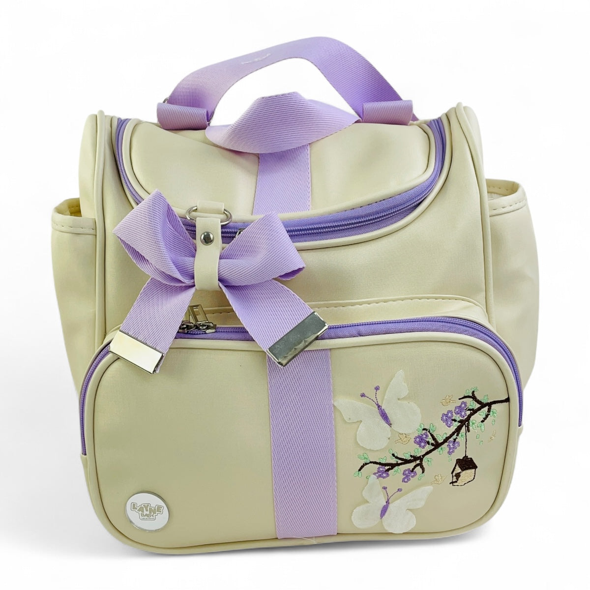 Kit Bolsa Maternidade Layne Baby Menina Flores e Borboletas 2 Peças