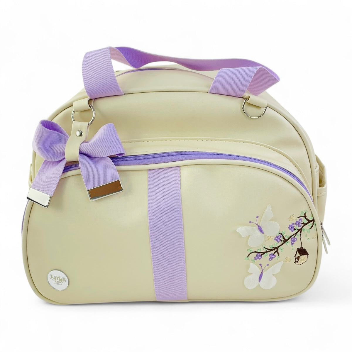 Kit Bolsa Maternidade Layne Baby Menina Flores e Borboletas 2 Peças