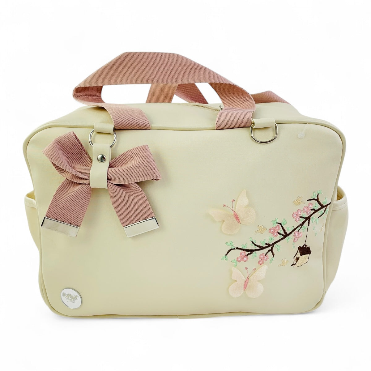 Kit Bolsas Layne Baby Bordada Perolada Borboletas 2 Pcs