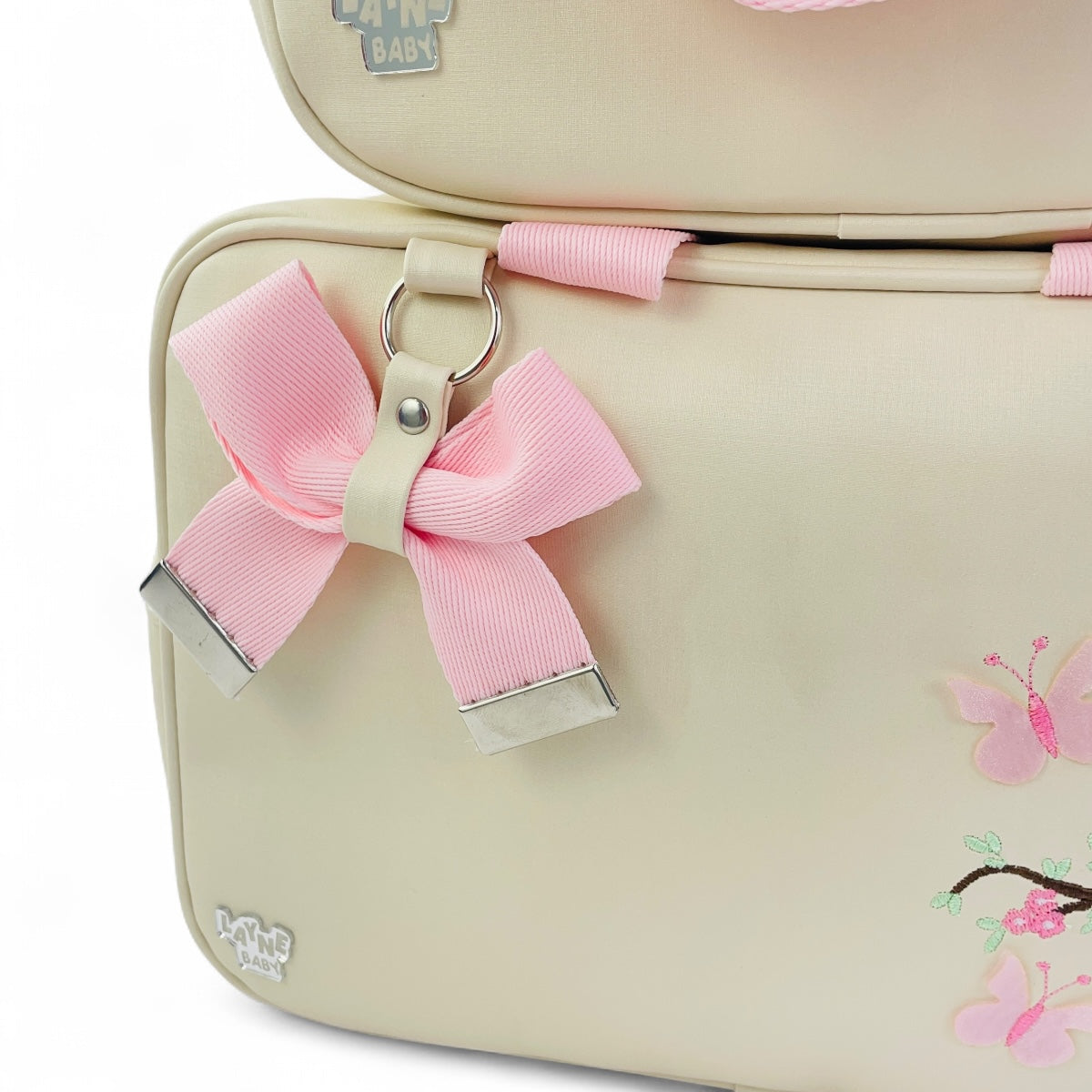 Kit Bolsas Layne Baby Bordada Perolada Borboletas 2 Pcs